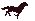 A blackish-brown galloping pixel horse