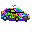pixel art of a rainbow toyota echo