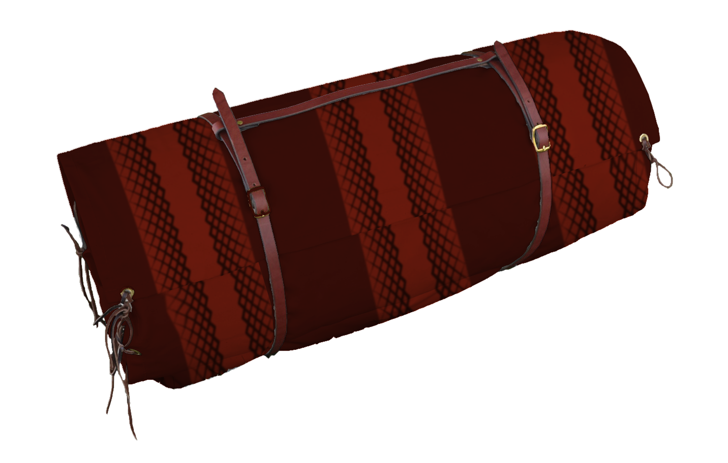 a red and black bedroll
